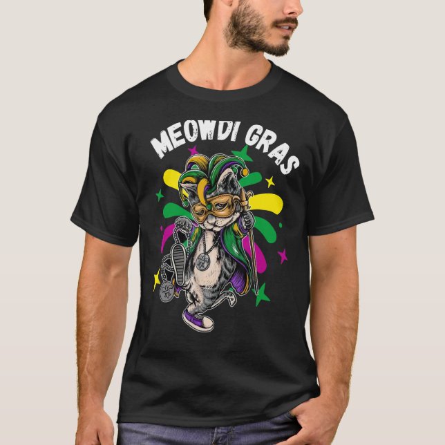 Cat Animal Niedlich Mardi Gras Carnival Jester T-Shirt (Vorderseite)