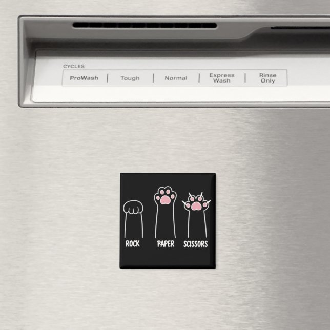 Cat Animal Pet Lover Rock Paper Scissors Hand Game Magnet (In Situ (Geschirrspüler))