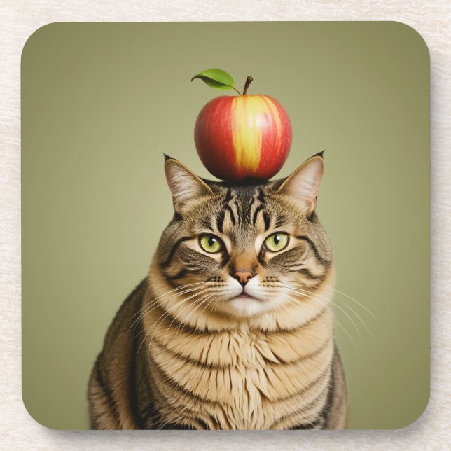 Cat Apple Getränkeuntersetzer (Vorderseite)