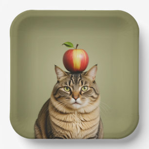 Cat Apple Pappteller
