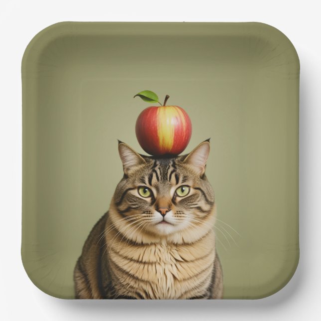 Cat Apple Pappteller (Vorderseite)