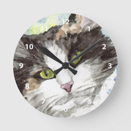 Cat Aquarelluhren Runde Wanduhr
