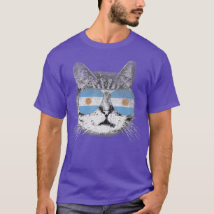 Cat Argentina Flag Country Retro Funny Men Geschen T-Shirt