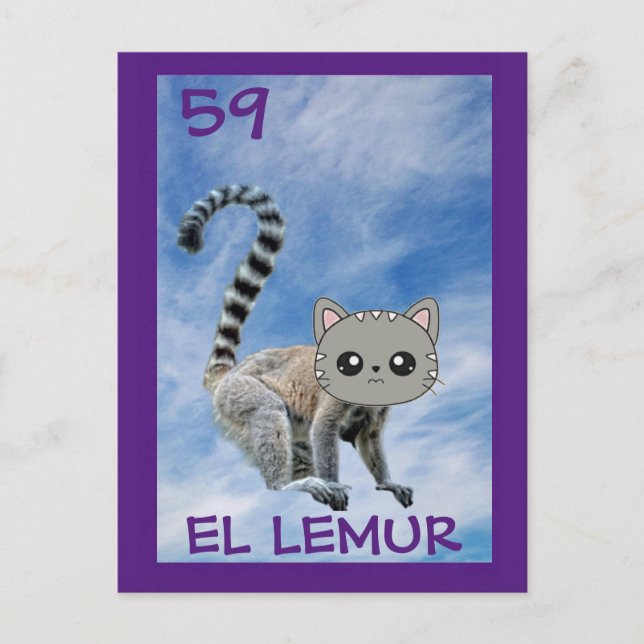 Cat Art, El Lemur, Postcard Postkarte (Vorderseite)