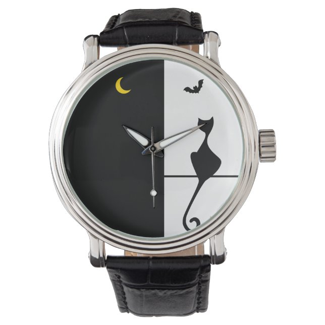 Cat Art Halloween Night Ver Armbanduhr (Vorderseite)