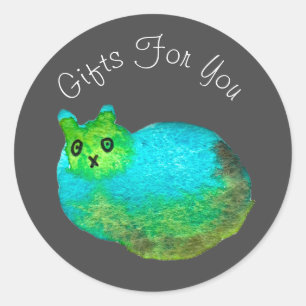 Cat Art Modernes Design Geschenkmarken Runder Aufkleber