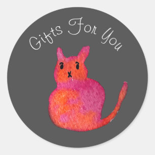 Cat Art Modernes Design Geschenkmarken Runder Aufkleber
