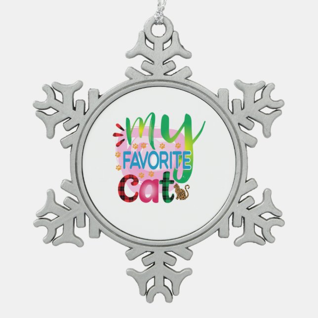 Cat Art My Lieblings Cat Schneeflocken Zinn-Ornament (Vorderseite)