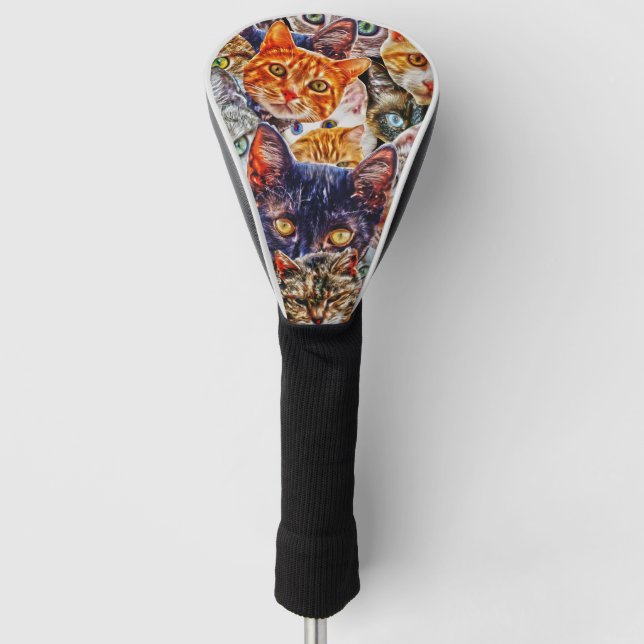 Cat Art Pattern Golf Headcover (Vorderseite)