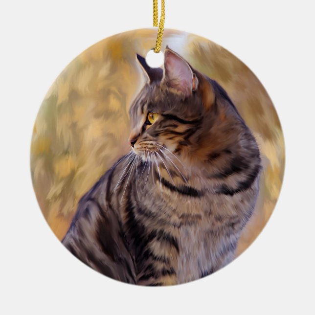 Cat Art Portrait Keramikornament (Vorne)