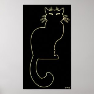 Cat Art Poster Black Cat Lover Prints Poster