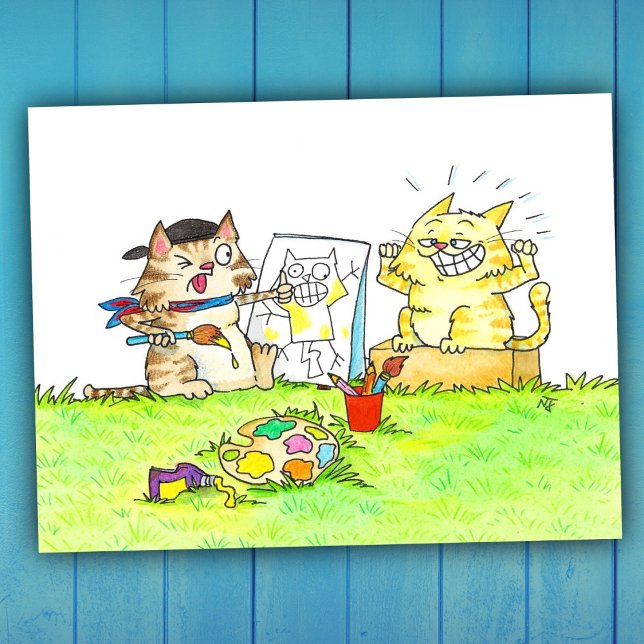 Cat Art Student Postkarte (Von Creator hochgeladen)