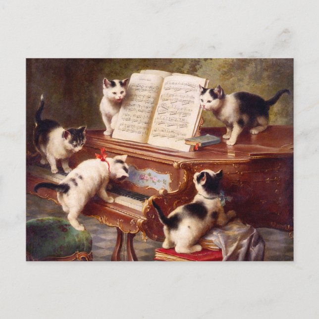 Cat Art: The Kitten's Erwägungsgrund Postkarte (Vorderseite)