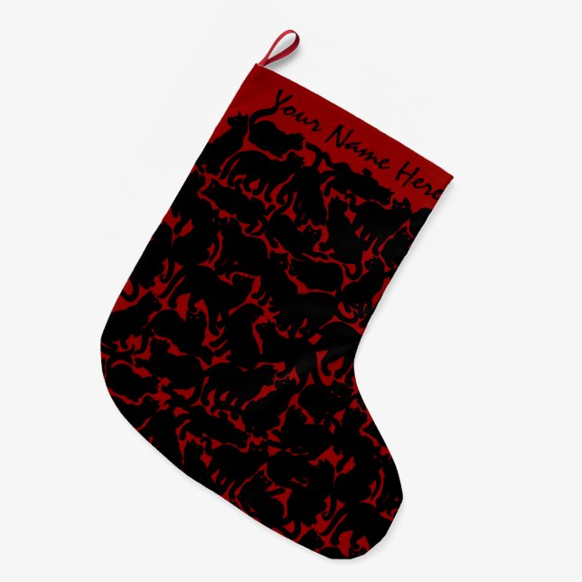 Cat Art Weihnachtsweihnachtszeit Strumpf Maßgeschn Großer Weihnachtsstrumpf (Vorderansicht (hängend))