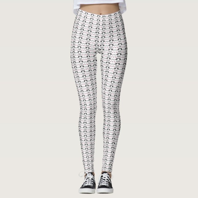 Cat Artwork | Niedliches Katzenmuster Nahtloser Hi Leggings (Vorderseite)