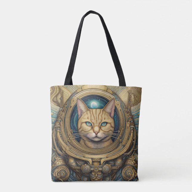 Cat Astronaut cyberpunk art Tasche (Rückseite)