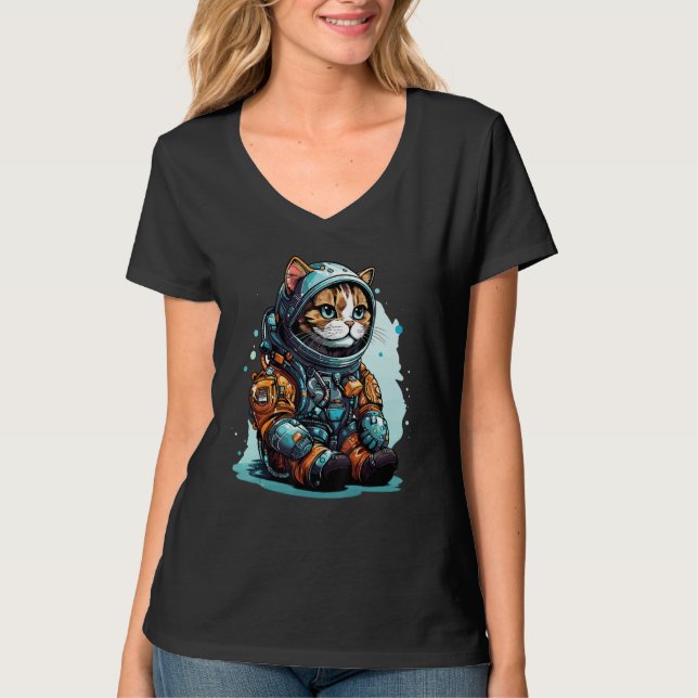 Cat Astronaut Helmet Space Explorer Astronauts Cat T-Shirt (Vorderseite)