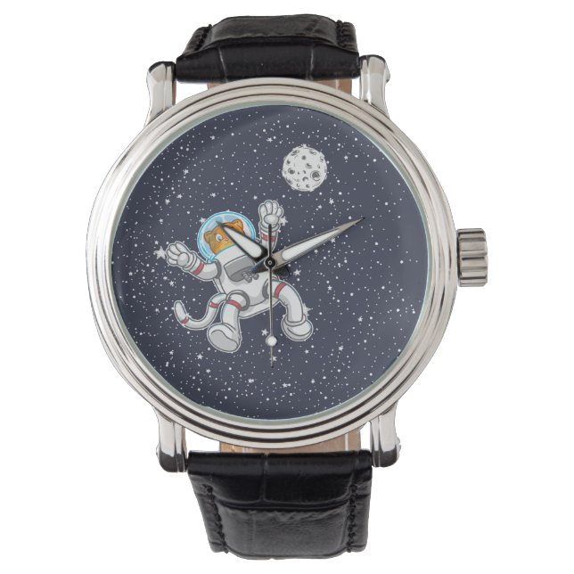 Cat Astronaut im Weltraum Anzug Funny Astronomie Armbanduhr (Vorderseite)