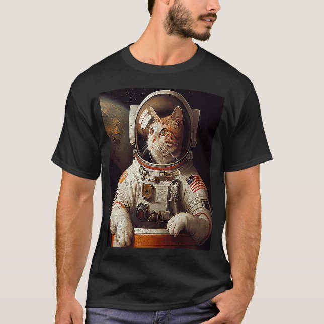 Cat Astronaut Space T-Shirt (Vorderseite)