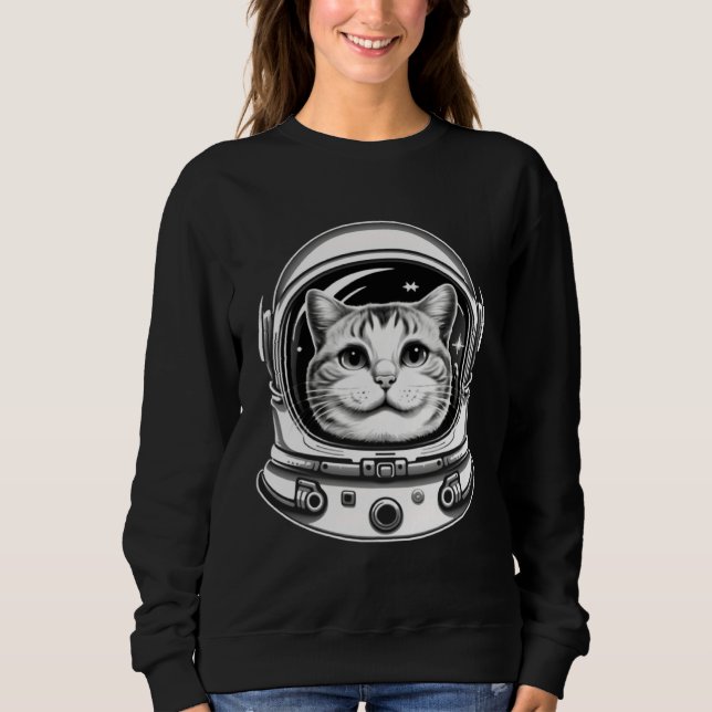 Cat Astronaut With Helmet Sweatshirt (Vorderseite)