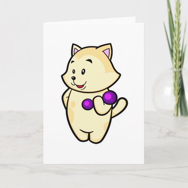 Cat at Biceps Training mit Dumbell Karte (Vorderseite)