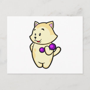 Cat at Biceps Training mit Dumbell Postkarte