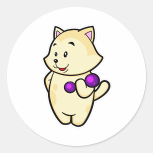 Cat at Biceps Training mit Dumbell Runder Aufkleber