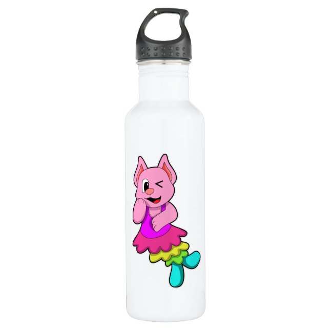 Cat at Dance with Skirt Edelstahlflasche (Vorderseite)