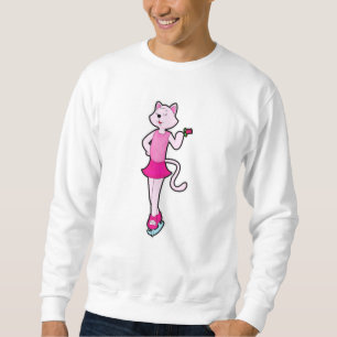 Cat at Ice Skaten mit Blume Sweatshirt