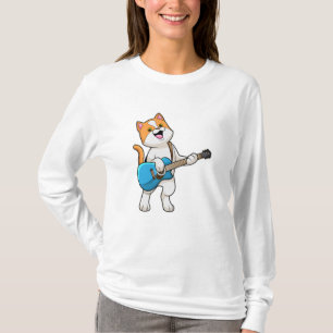 Cat at Music with Gitarre T-Shirt