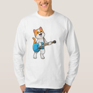 Cat at Music with Gitarre T-Shirt