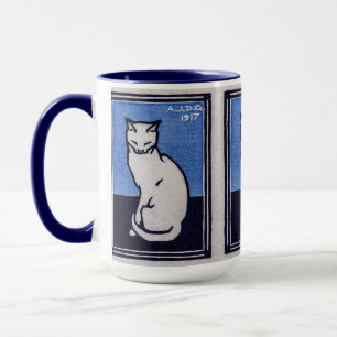 Cat auf blau von Julie de Graag sitzen Tasse