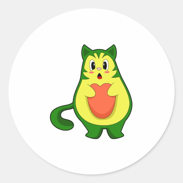 Cat Avocado Runder Aufkleber (Vorderseite)