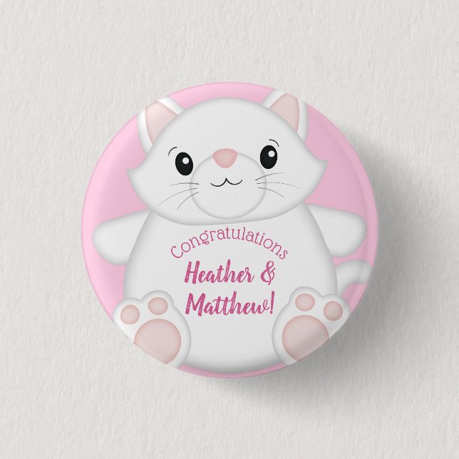 Cat Baby Dusche Kitty Pink Button (Vorderseite)