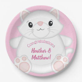 Cat Baby Dusche Kitty Pink Pappteller