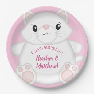 Cat Baby Dusche Kitty Pink Pappteller