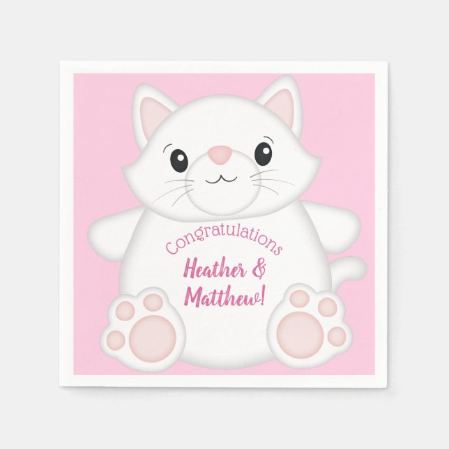 Cat Baby Dusche Kitty Pink Serviette (Vorderseite)