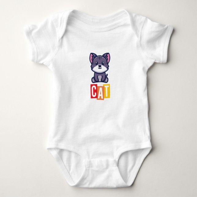 Cat Baby Jersey Bodysuit Strampler (Vorderseite)