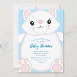 Cat Baby Shower Kitty Blue Boy Einladung