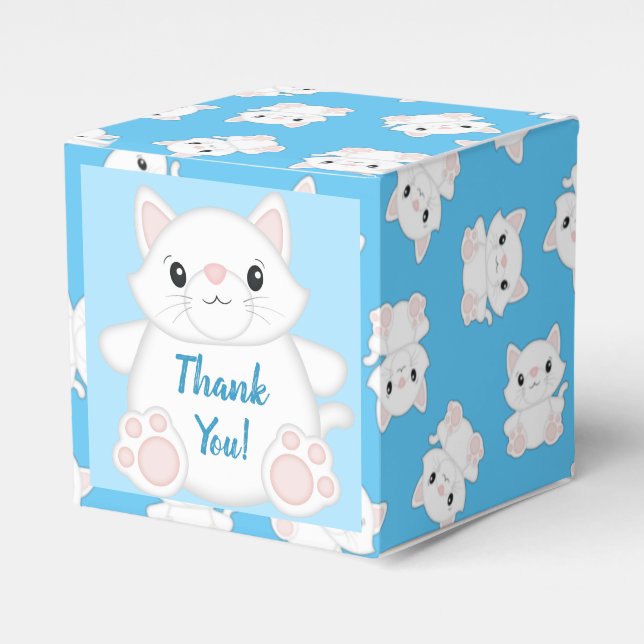 Cat Baby Shower Kitty Blue Geschenkschachtel (Vorderseite)