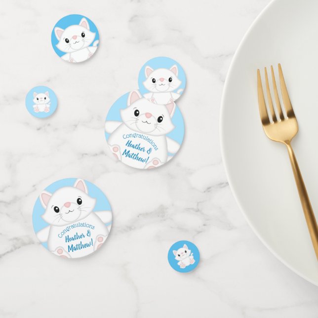 Cat Baby Shower Kitty Blue Konfetti (Gruppe)