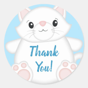 Cat Baby Shower Kitty Blue Runder Aufkleber