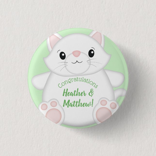 Cat Baby Shower Kitty Button (Vorderseite)
