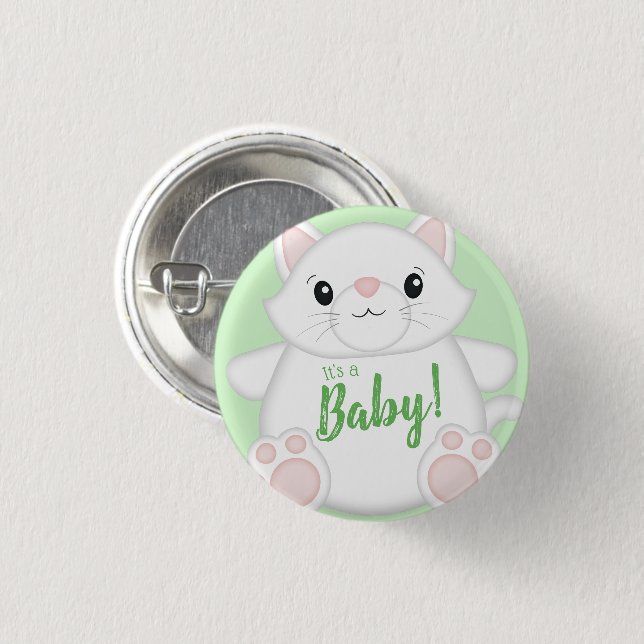 Cat Baby Shower Kitty Button (Vorne & Hinten)
