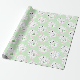 Cat Baby Shower Kitty Green Geschenkpapier