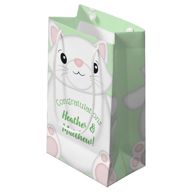 Cat Baby Shower Kitty Kleine Geschenktüte (Vorderseite Schrägansicht)