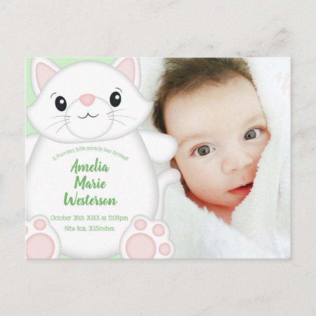 Cat Baby Shower Kitty Postkarte (Vorderseite)