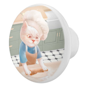 Cat Baker Baby - Cosy Morning Kneading Keramikknauf