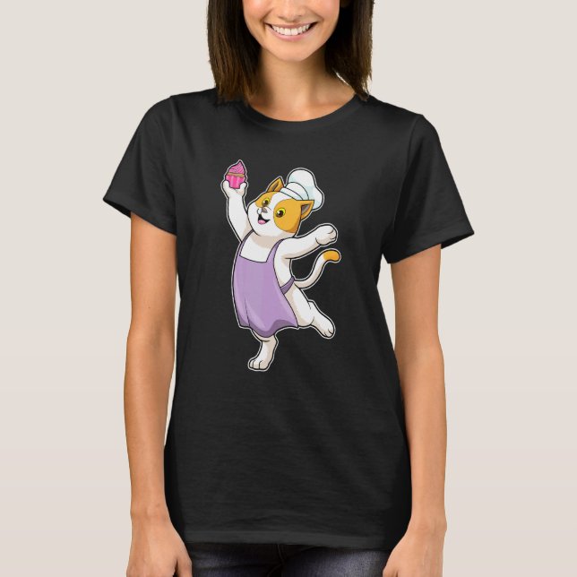 Cat Baker Muffin Koch Hat T-Shirt (Vorderseite)