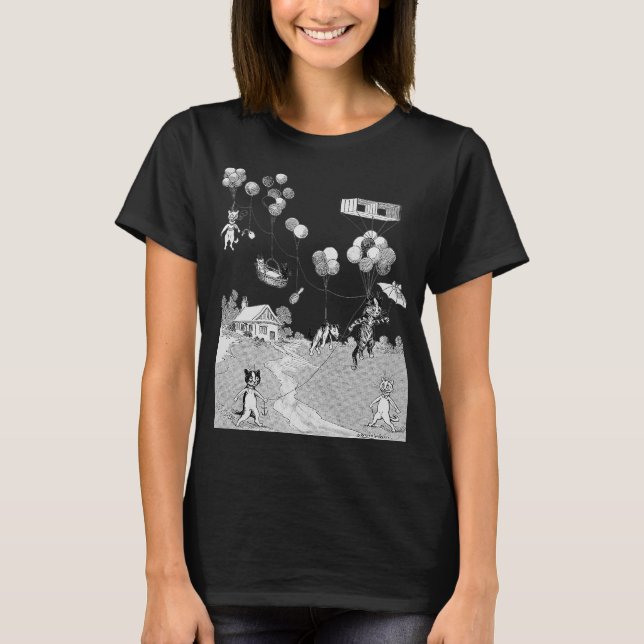 Cat Balloon Trip, Louis Wain T-Shirt (Vorderseite)